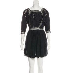 Ulla Johnson eyelet black mini dress with elastic